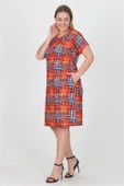 Dipmoda kadın viskon desenli büyük beden yazlık elbise AYSL29 thumbnail 4