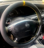 DİKİŞLİ DİREKSİYON KILIFI SİYAH DERİ SARI YÜZÜK SARI DİKİŞLİ OPEL VECTRA B İÇİN - 1