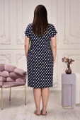 Dipmoda kadın cepli puantiyeli büyük beden elbise AYSL80 thumbnail 6