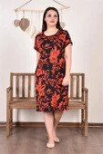 Dipmoda kadın büyükk beden desenli viskon elbise AYSL82 thumbnail 3
