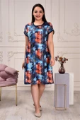 Dipmoda kadın bisiklet yaka desenli elbise AYSL81 thumbnail 1