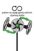 7473 3'ü 1 Arada Duvar Tipi ,stand Ve Masa Üstü Sağa-sola Aşşağı Yukarı Salınımlı Metal Vantilatör - 2