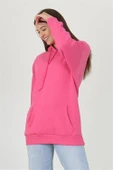 Dipmoda kadın kapüşonlu kanguru cepli üç iplik sweatshirt FVR002 - 1