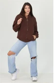 Dipmoda kadın kapüşonlu cep ve fermuar detaylı sweatshirt FVR003 - 5