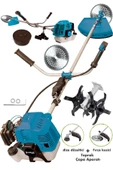 Assur Yan Tipi Benzinli Motorlu Ot Çalı Çim Biçme Tırpanı + Çapalama Aparatlı - 2