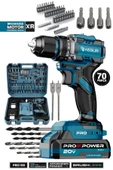 Pro 21V Çift Akü Çelik Mandren Kömürsüz Motor Darbeli Şarjlı Matkap Akülü Vidalama - 1