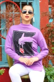 Dipmoda Kadın El Baskılı Salaş Sweatshirt DP7023 - 2