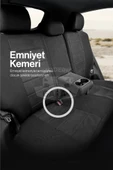Opel Astra Corsa Vectra İnsignia Mokka Uyumlu Siyah Tay Tüyü Ön Arka Full Takım Koltuk Kılıfı Boyun Yastığı Kemer Koforu Direksiyon Kılıfı Seti - 3