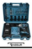 Assur Pro 21V Çift Akülü Vidalama Çelik Mandren Kömürsüz Motor Darbeli Şarjlı Matkap - 2