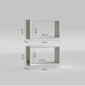 Kenzlife duvar rafı kitaplık hülas byz 022*039*13 ikili duvara asma aparatlıdır 2 adet - 4