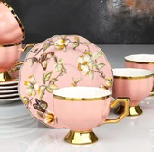 Kosova RSY-226 90 cc Eldon Ayaklı Fincan Takımı 6'lı Pembe - 1