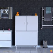 Modilayn İLKİM 90 x 138 x 32,5 cm' lik Kapak İçi Çift Raflı, Üç Akıllı Çamaşır Sepetli Dolap thumbnail 3