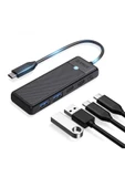 Orico 4 Portlu Type-C To USB 3.0 / Type-C Pd 100W Yüksek Hızlı 5gbps Hub Çoklayıcı Siyah thumbnail 1