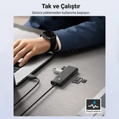 USB 3.0 To 3.0 Tf Sd Kart Okuyucu 3 Portlu USB 3.0 Çoklayıcı Adaptör Siyah thumbnail 5