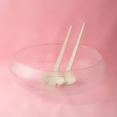 Porsima 4306 El Yapımı Büyük Boy Kendinden Kaşıklı Cam Salata Kasesi Şeffaf 24cm - 2