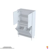 Modilayn İLKİM 80 x 138 x 32,5 cm' lik Kapak İçi Çift Raflı, İki Akıllı Çamaşır Sepetli Dolap thumbnail 5