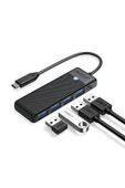 Orico 4 Portlu Type-C To USB 3.0 Yüksek Hızlı 5gbps Hub Çoklayıcı Siyah - 1