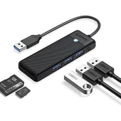 USB 3.0 To 3.0 Tf Sd Kart Okuyucu 3 Portlu USB 3.0 Çoklayıcı Adaptör Siyah thumbnail 1