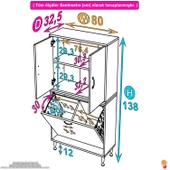 Modilayn İLKİM 80 x 138 x 32,5 cm' lik Kapak İçi Çift Raflı, İki Akıllı Çamaşır Sepetli Dolap thumbnail 4