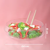 Porsima 4306 El Yapımı Büyük Boy Kendinden Kaşıklı Cam Salata Kasesi Şeffaf 24cm - 3