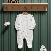 Tiffany Baby Happy Lambs Theme Organik Fermuarlı Tulum 33040 - 1