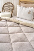 Bej Loura Tek Kişilik Çift Taraflı Lüx Wellsoft Yorgan 155x215 cm - 4