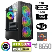 Xaser Thunder x10 Ryzen 5 7500F 16GB DDR5 Ram 1TB M.2 NVMe SSD 12GB RTX5070 Masaüstü Oyuncu Bilgisayarı - 1