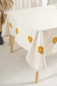 Rivaİstanbul Florita Sarı Punch İşlemeli Dertsiz Leke Tutmaz Masa Örtüsü 160x220 cm thumbnail 3