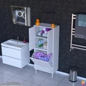 Modilayn İLKİM 60 x 138 x 32,5 cm' lik Kapak İçi Çift Raflı, Bir Akıllı Çamaşır Sepetli Dolap thumbnail 1