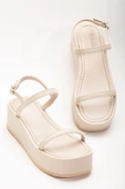861-1027 Bej Dolgu Topuk Kadın Sandalet - 3