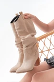 Ls-1884 Bej Süet Günlük Kadın Çizme thumbnail 2