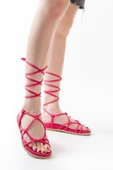 1001-1001 Fuşya Bilekten Bağcıklı Kadın Sandalet thumbnail 1