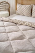 Bej Geometrik Loura Tek Kişilik Çift Taraflı Lüx Wellsoft Yorgan Seti 155x215 cm - 3
