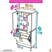 Modilayn İLKİM 55 x 138 x 32,5 cm' lik Kapak İçi Bir Raflı, Bir Akıllı Çamaşır Sepetli Dolap thumbnail 4