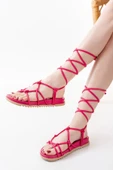 1001-1001 Fuşya Bilekten Bağcıklı Kadın Sandalet thumbnail 5