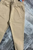 Erkek Çocuk Beli Lastikli İp Detaylı Gabardin Jogger Krem Kot Pantolon - 4