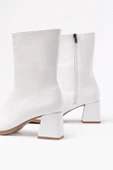 Msk-032 Beyaz Topuklu Fermuarlı Kadın Bot - 4