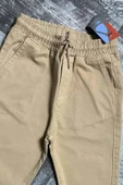 Erkek Çocuk Beli Lastikli İp Detaylı Gabardin Jogger Krem Kot Pantolon - 2