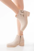 270-3030 Bej Toka Aksesuarlı Fermuarlı Günlük Kadın Bot thumbnail 1
