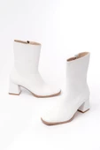 Msk-032 Beyaz Topuklu Fermuarlı Kadın Bot - 3