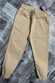 Erkek Çocuk Beli Lastikli İp Detaylı Gabardin Jogger Krem Kot Pantolon - 1