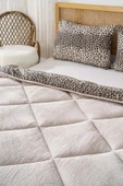 Bej Leopar Loura Çift Kişilik Çift Taraflı Lüx Wellsoft Yorgan Seti 195x215 cm - 3