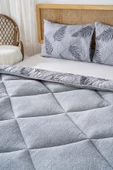 Rivaİstanbul Gri Yaprak Loura Tek Kişilik Çift Taraflı Lüx Wellsoft Yorgan Seti 155x215 cm thumbnail 4