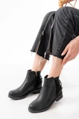 165-209 Siyah Arka Bağcık Aksesuarlı Fermuarlı Günlük Kadın Bot thumbnail 2