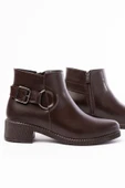 270-3030 Kahverengi Toka Aksesuarlı Fermuarlı Günlük Kadın Bot thumbnail 3