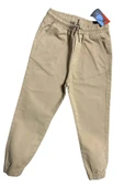 Erkek Çocuk Beli Lastikli İp Detaylı Gabardin Jogger Krem Kot Pantolon - 5