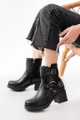 5109-3028 Siyah Toka Aksesuarlı Fermuarlı Topuklu Günlük Kadın Bot thumbnail 3