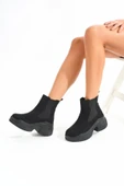 Fz-2400 Siyah Süet Yüksek Tabanlı Lastikli Günlük Kadın Bot thumbnail 5