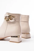 Rm-504 Bej Toka Aksesuarlı Topuklu Fermuarlı Günlük Kadın Bot thumbnail 4