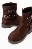 02-2013 Kahverengi Süet Toka Aksesuarlı Fermuarlı Günlük Kadın Bot thumbnail 4